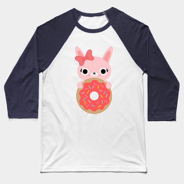 Donut Bunny Baseball T-Shirt by BoredInc